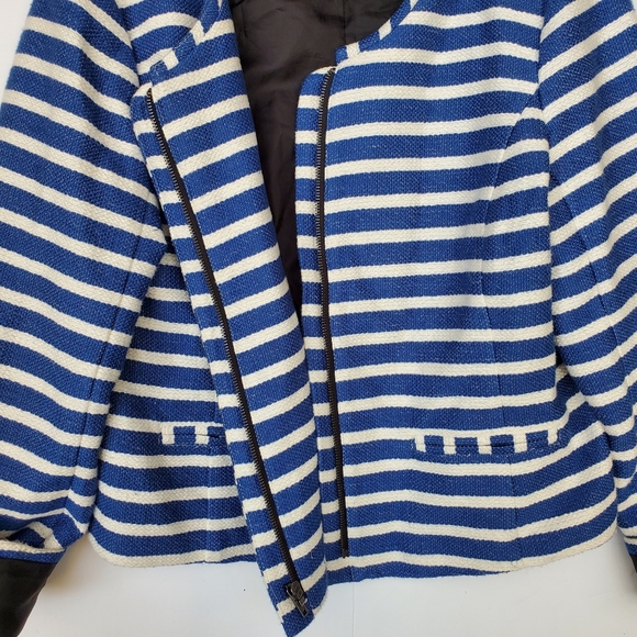 GAP Striped Blazer Jacket Zip Front w/ Pockets Textured  Size 14 - EUC!~ - Picture 7 of 13
